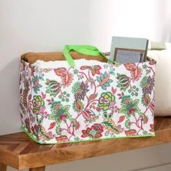 The Lakeside Collection Jumbo Polyester Household Storage Bin Organizer With Handles Fashion Print -Home Properties GUEST 003865d0 536e 4bd2 8ff2 70179dec6baf