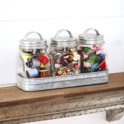 The Lakeside Collection Set Of 3 Glass Canisters In Galvanized Tray 12 The Lakeside Collection Set Of 3 Glass Canisters In Galvanized Tray -Home Properties GUEST 07d1a4d2 f6f2 44e1 9cff 7d991a4623b3