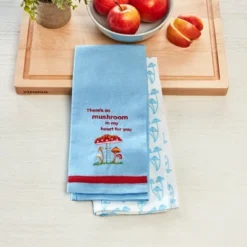 The Lakeside Collection Set Of 2 Spring Mushroom Embroidered Kitchen Towels - Happy Place Garden -Home Properties GUEST 0a995e10 ac3e 44a3 8e21 e599d2b8b7d5