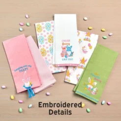 The Lakeside Collection Embroidered Kitchen Towels Gnome & Bunnies Set Of 2 12 The Lakeside Collection Embroidered Kitchen Towels Gnome & Bunnies Set Of 2 -Home Properties GUEST 1042aa0a 8f05 4d83 9c6e d4b951f74b68