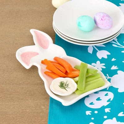 The Lakeside Collection Whimsical Spring Teal Bunny Easter Tabletop Collection - Serving Platter 4 The Lakeside Collection Whimsical Spring Teal Bunny Easter Tabletop Collection - Serving Platter - Image 2