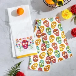 The Lakeside Collection Skeletons Embroidered Set Of 2 Kitchen Towels -Home Properties GUEST 1de41beb fa39 4b39 b498 57f29671c0a9