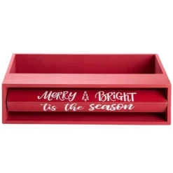 The Lakeside Collection Holiday Bathroom Countertop Storage Tray With Rotating Phrases - Red -Home Properties GUEST 230592f1 afe3 4e3d baa1 7369cf7c9b93
