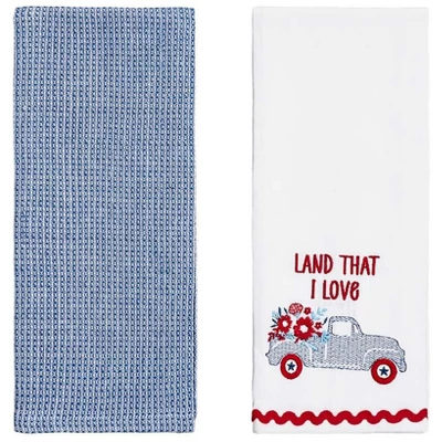 The Lakeside Collection Set Of 2 Embroidered Americana Kitchen Towels 4 The Lakeside Collection Set Of 2 Embroidered Americana Kitchen Towels - Image 2