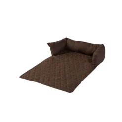 The Lakeside Collection Quilted Pet Beds With Headrest - Small Pet Bed Espresso Brown