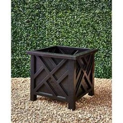 The Lakeside Collection Lattice Design Chippendale Style Planter Box - Black -Home Properties GUEST 32213a02 4996 45bd 977e 0aab6e4c36a5