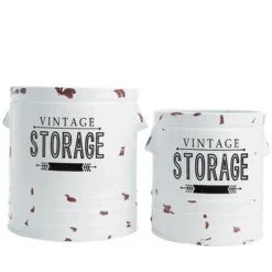 The Lakeside Collection Set Of 2 Vintage Storage Canisters -Home Properties GUEST 34c70f4f a3e5 460b 89e7 c600a05684c9