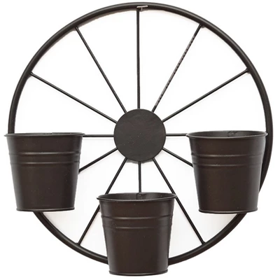 The Lakeside Collection Wagon Wheel Fence Or Planter - Planter 3 The Lakeside Collection Wagon Wheel Fence Or Planter - Planter