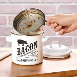 The Lakeside Collection Bacon Grease Container With Strainer Farmhouse Decor Kitchen Fat Storage -Home Properties GUEST 370e36ef d231 4376 8082 f56b168ab6a3