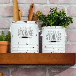 The Lakeside Collection Set Of 2 Vintage Storage Canisters -Home Properties GUEST 3a49169f 16e3 4de2 a418 99ea495941ee