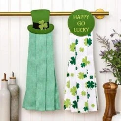 The Lakeside Collection St Patrick's Day Kitchen Tie Towels Happy Go Lucky Set Of 2 -Home Properties GUEST 3bcc0dd4 8286 43e4 91a8 5dc57b492f34