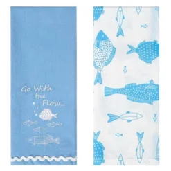 The Lakeside Collection Set Of 2 Gone To The Lake Embroidered Kitchen Towels - Go With The Flow -Home Properties GUEST 3beed5bc 1876 4b8b 8e6d 02d254ef27aa