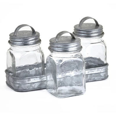 The Lakeside Collection Set Of 3 Glass Canisters In Galvanized Tray 7 The Lakeside Collection Set Of 3 Glass Canisters In Galvanized Tray - Image 5