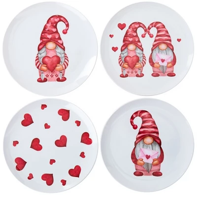The Lakeside Collection Valentine's Day Whimsical Gnome Printed Tabletop Collection - Set Of 4 Melamine Plates 3 The Lakeside Collection Valentine's Day Whimsical Gnome Printed Tabletop Collection - Set Of 4 Melamine Plates