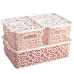 The Lakeside Collection Set Of 3 Stackable Storage Bins With Lids -Home Properties GUEST 3cda308a 1426 40d4 a28e 56c8a430d775