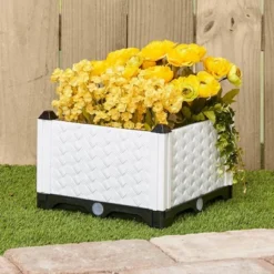 The Lakeside Collection Planter Garden Plastic 12 Inch Raised Self Watering Black Or White - 12" Raised Plastic Planter White -Home Properties GUEST 3f7264eb 1848 41a2 8dd7 e5102cc59d50