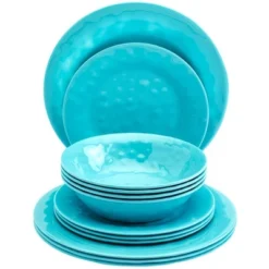 The Lakeside Collection Melamine Dinnerware Service For 4 Set Vibrant Colors 12pc Set -Home Properties GUEST 4163f0f6 0149 4a15 8dd4 37249e4c36ef