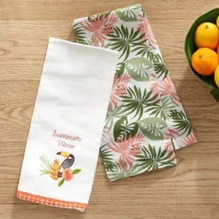 The Lakeside Collection Set Of 2 Embroidered Tropical Kitchen Towels -Home Properties GUEST 56852aea dfa1 4e08 9d7d 4f405d35587e