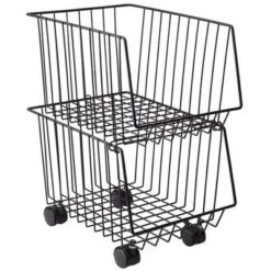 The Lakeside Collection Set Of 2 Stackable Storage With Wheels