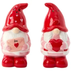 The Lakeside Collection Valentine's Day Whimsical Gnome Printed Tabletop Collection - Set Of 2 Salt And Pepper Shakers