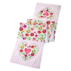 The Lakeside Collection Floral Heart Set Of 4 Placemats Or Table Runner - Table Runner