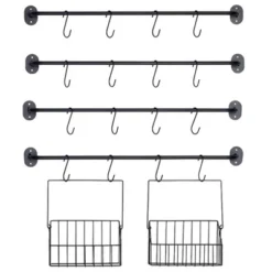 The Lakeside Collection Wall-Mounted 4-Tier Coffee Mug Rack With Baskets