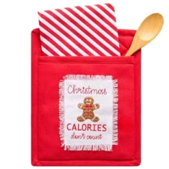The Lakeside Collection Kitchen Towels Holiday Housewarming Gift Set - Towel & Wooden Spoon Gift Set