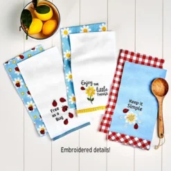 The Lakeside Collection Set Of 2 Daisy And Ladybug Kitchen Towels - Keep It Simple -Home Properties GUEST 66eae339 141a 4a2d b00e 4b2e8e364014