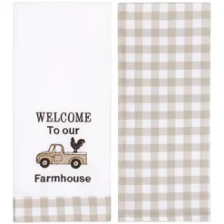 The Lakeside Collection Set Of 2 Farmhouse Plaid Kitchen Towels - Welcome To Our Farm House -Home Properties GUEST 6ceee18f 5569 4320 92a5 588848597e02