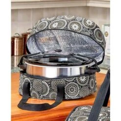 The Lakeside Collection Slow Cooker Carrier Black Medallion