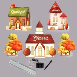 The Lakeside Collection Lighted Village Stakes - Farmhouse Holiday Decor - Set Of 5 -Home Properties GUEST 70b0ba6a 02a9 471c 95c4 4a6c54f45826