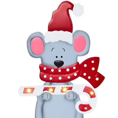 The Lakeside Collection Christmas Mouse Garden Stake With Lighted LED Candy Cane 4 The Lakeside Collection Christmas Mouse Garden Stake With Lighted LED Candy Cane - Image 2