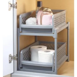 The Lakeside Collection 2 Tier Sliding Basket - Under Sink Organizer And Storage – Gray -Home Properties GUEST 76816630 0ee2 4464 b853 7c74b9395ccf