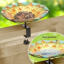The Lakeside Collection Sunflower Birdbath Or Feeder - Deck Mounted -Home Properties GUEST 7be32bf0 e728 4f8e a49b dbb7bbd63020
