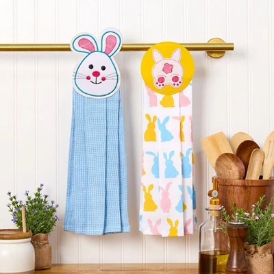 The Lakeside Collection Embroidered Kitchen Towels Bunny Peeps Set Of 2 3 The Lakeside Collection Embroidered Kitchen Towels Bunny Peeps Set Of 2