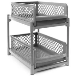 The Lakeside Collection 2 Tier Sliding Basket - Under Sink Organizer And Storage – Gray -Home Properties GUEST 7eb46222 f1ab 4531 8a35 b2fdee2b7acc