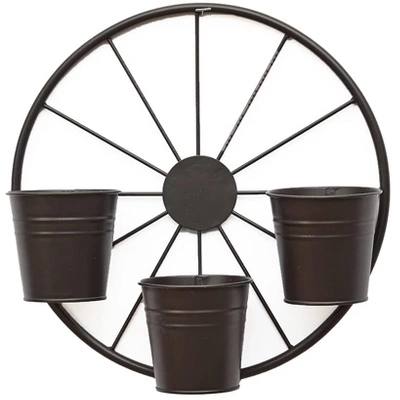 The Lakeside Collection Wagon Wheel Fence Or Planter - Planter 4 The Lakeside Collection Wagon Wheel Fence Or Planter - Planter - Image 2