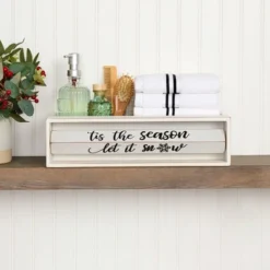 The Lakeside Collection Holiday Bathroom Countertop Storage Tray With Rotating Phrases - White -Home Properties GUEST 80ceb7b3 2743 4e0f 8c72 64ad772d55ee
