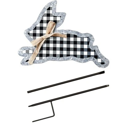 The Lakeside Collection Galvanized Gingham Bunny Stakes 5 The Lakeside Collection Galvanized Gingham Bunny Stakes - Image 3