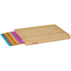 The Lakeside Collection Bamboo Cutting Board With Colorful Cutting Mats 11 The Lakeside Collection Bamboo Cutting Board With Colorful Cutting Mats -Home Properties GUEST 86899501 9477 45b1 8f8d 8e4e0edc7f40