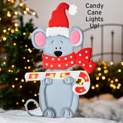 The Lakeside Collection Christmas Mouse Garden Stake With Lighted LED Candy Cane 7 The Lakeside Collection Christmas Mouse Garden Stake With Lighted LED Candy Cane - Image 5
