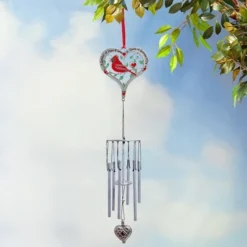 The Lakeside Collection Memorial Cardinal Wind Chime W/Heart Ash Locket -Home Properties GUEST 89351560 b817 4816 a8fc 5c3735809f9b