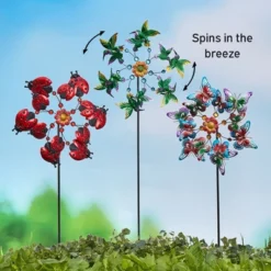 The Lakeside Collection Windspinner Stakes Garden Metallic Butterfly Ladybug And Hummingbird - Butterfly -Home Properties GUEST 8a1e28ed 99f8 4e69 a5ad 325432ec2459