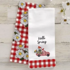 The Lakeside Collection Set Of 2 Spring Truck Embroidered Kitchen Towels - Hello Spring -Home Properties GUEST 8ad552fe 8b6c 4da9 9ae0 39bdf0cb57fd