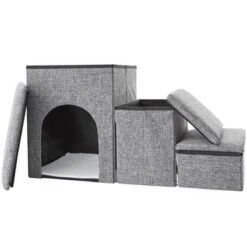 The Lakeside Collection Foldable Pet Stairs With Storage Boxes And Cozy Pet Nook Portable -Home Properties GUEST 92682bbf baa3 4f3c 8e82 0e4f5f71c43d