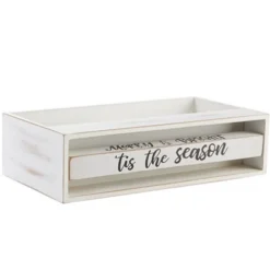 The Lakeside Collection Holiday Bathroom Countertop Storage Tray With Rotating Phrases - White
