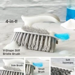 The Lakeside Collection 4-In-1 Cleaning Brush & Corner Scrubber - Perfect For Tile And Grout