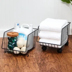 The Lakeside Collection Set Of 2 Stackable Storage With Wheels -Home Properties GUEST 9c2e5550 02e8 477c bea7 7720a93043db