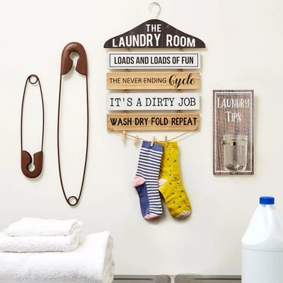 The Lakeside Collection Laundry Room Decor With Rustic Safety Pins Tip Jar And Humorous Sign - Safety Pin Wall Decor Set 8 The Lakeside Collection Laundry Room Decor With Rustic Safety Pins Tip Jar And Humorous Sign - Safety Pin Wall Decor Set - Image 6