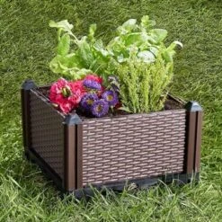 The Lakeside Collection Planter Garden Plastic 12 Inch Raised Self Watering Black Or White - 12" Raised Plastic Planter -Home Properties GUEST a4f472ad ea04 4db3 829a 88397db4d744